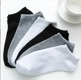 Women Socks Short Men Lot 5 Pairs Solid Color Black White Gray Breathable Cotton Sports Male