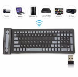 Portable 24G Wireless Silicone Soft Keyboard 107 key Flexible Waterproof Folding Keyboard Pocket Rubber Keyboard for PC Laptops8489874