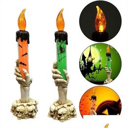 Other Led Lighting Brelong Halloween Led Light Skl Candle Holder Skeleton Ghost Hand Flameless Battery Operated Party Bar Decoration L Dhitl