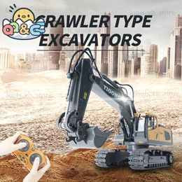 Electric/RC Car RC Excavator Alloy 2.4G High Tech 11 CH Dump Trucks Bulldozer Alloy Plastic Engineering Vehicle Electronic Toys For Boy Gifts T240308