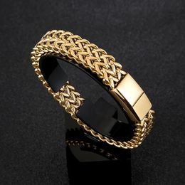 Bracelet Mens Stainless Steel Chain Punk Motorcycle Accessories Charm Bracelets Magnetic Clasp Fashion Jewellery Gifts Boyfriend 240226