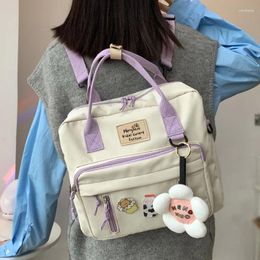 School Bags Women Backpacks Waterproof Multifunctional Bookbag Teenage Girl Ring Buckle Portable Travel Bag Female Small Schoolbag Badge