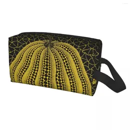 Cosmetic Bags Yellow Yayoi Kusama Pumpkin Toiletry Bag For Minimalis Modern Makeup Organiser Ladies Beauty Storage Dopp Kit Case