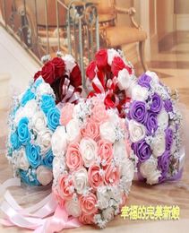 s Beautiful Colourful Artificial Roses Flowers Wedding Bouquet Perfect Wedding Favours Bridal Hand Holding Flowers Cheap DL14886616