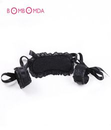 Black Eye Mask Hand Cuffs Sexy Neck Ring Adult Game Bondage Tools For Couple Women SM Erotic Slave Sex Toy Lace Sex Toys Bondage S5827833