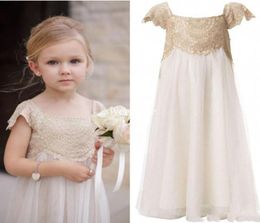 2019 Vintage Flower Girl Dresses for Bohemia Wedding Cheap Floor Length Cap Sleeve Empire Lace Ivory Tulle First Communion Dress4550983