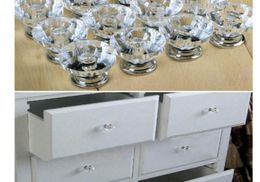 12pcslot Crystal Glass Door Knobs Drawer Cabinet Furniture Kitchen Handle Knob5055115