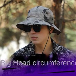 Wide Brim Hats Bucket Hats 60-65cm Xxl Big Head Hat Men Summer Outdoor Jungle Fisherman C Lightweight Sunscreen quick-drying Sun Hats Free Shipping L240305