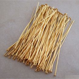 Pins & Needles 400Pcs/Lot Gold Plated Connectors Head Pins Finding Needles Jewellery Makeing Drop Delivery Jewellery Jewellery Findings Comp Dh6Yo