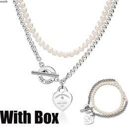 Fashion Luxury Designer Necklace Heart Return to Pendant Jewelry Shape Double-deck Chains with Pearl Necklaces Party Rose Gold Platinum Jewellery {category