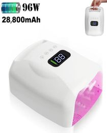 Nail Dryers 28800mAh 96W Rechargeable UV Lamp Red Light Oven Manicure LED Potherapy Pedicure1597425