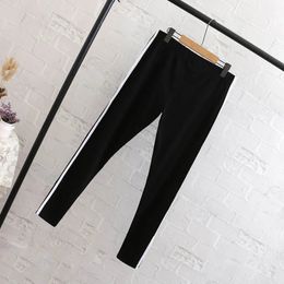 150Kg Plus Size Womens Summer Striped White Edge Sports Pants 5XL 6XL 7XL 8XL 9XL Casual Cotton High Waist Elastic Leggings 240229