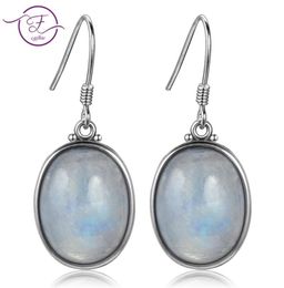 925 Sterling Silver Earrings 10X14MM Large Oval Natural Moonstone Elegant Simple Pendant Whole Engagement Part 2106242780188