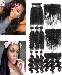 Peruvian Brazilian Virgin Human Hair Extensions Body Wave Straight Silk Straight Hair Weave lace frontal bundles 3 Bundles wit6558641