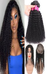 9A Brazilian Virgin Hair Bundles With Closure 360 Full Lace Closure Body Wave Straight Loose Wave Curly Deep Wave Human Hair Bundl6730068