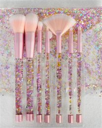 NA019 7pcs Crystal Makeup Brush sets Mermaid Unicorn Glitter Concealer Make up Brush Powder liquid Blusher Shading Eyeshadow maqui9256246