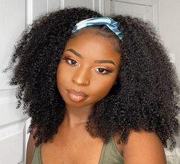 Glueless WIGMY Afro Kinky Curly Silk Headband Wig Human Hair for Black Women Brazilian Half Wigs for Black Women 2104213364931
