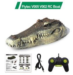 Flytec V005 V002 RC Boat 24G Simulation Crocodile Head RC Remote Control Electric Racing Boat for Adult Pools Head Spoof Toy Y2008399510