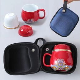 Portable Porcelain Cloisonne Tea Mugs Creative Cat Ceramic Tea Cup Set Pot with Strainers Cute CatMouse Teapots 240301