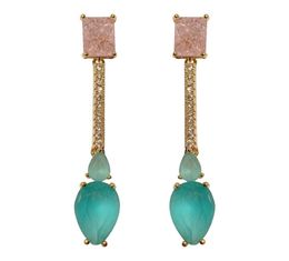 fashion light blue cz simple long drop earring for women 2106243824114