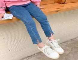 Autumn 27 years girls fashion Split skinny jeans kids allmatch casual slim denim pants F12083313268