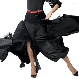 Stage Wear National Standard Social Dance Wrinkled Waist Tassel Modern Practise Dress Skirt