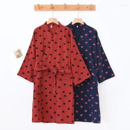 Women's Sleepwear 2024 Japanese Kimono Spring/Summer Bathrobe Nightgown Pure Cotton Double Layer Gauze Yarn Woven Thin Home