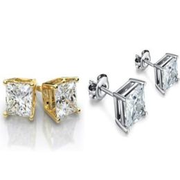 18K Gold Plated Stainless Steel Stud Earrings Cubic Zirconia Men Women 2PC Earrings Set288J