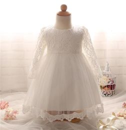 Newborn Baptism Dress For Baby Girl White First Birthday Party Wear Cute Lace Long Sleeve Christening Gown Tutu Infant Clothing 202154930