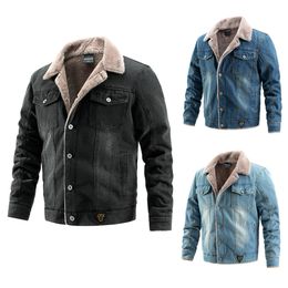 Men's design denim jacket, autumn and winter high-end jacket, plush casual men's fashion trend