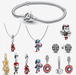 New Spiders Designer Charms Bracelets for Women 925 Silver Bracelet DIY fit Pandoras Marvelss The Avengerss Captains Americas Charm Necklace Set Jewellery gift