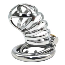 Male Chastity Device Cock Cage - Stainless Steel Chastity Stealth Lock Ergonomic Design for Sissy Penis Trainer Including Two Keys Metal Sex Toy for Men