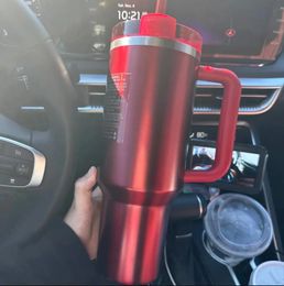 stock Holiday red Tumbler Quencher H2.0 40oz Stainless Steel Tumblers Cups Silicone handle Lid Winter Pink Tagret Red Car mugs WaterMelon Moonshine Black Chroma 0308