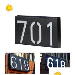 Outdoor Wall Lamps Solar Personalised House Number Light Ip65 Outdoor Wall Lamp Street Address Sign Lights Led Gate Drop Delivery Ligh Dhcba