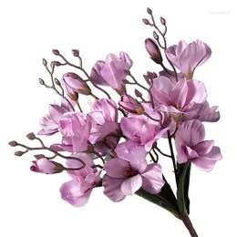 Decorative Flowers 43cm Artificial Faux Magnolia Arrangements Plastic Simulation Purple Shooting Props Hanging