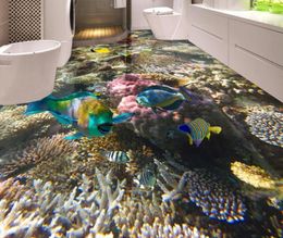 3D Flooring Waterproof Wallpaper For Bathroom Seabed coral tropical fish 3D Floor Painting Selfadhesive Wallpaper1413359