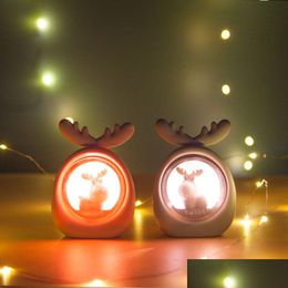 Night Lights Brelong Deer Night Light Decoration Cartoon Bedroom Desktop Resin White 1 Pc Drop Delivery Lights Lighting Indoor Lightin Dhhxe