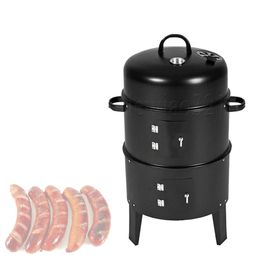 Outdoor Garden Supplies 3 in 1 Barrel BBQ Smoker Large Barbecue Grill Charcoal Grill