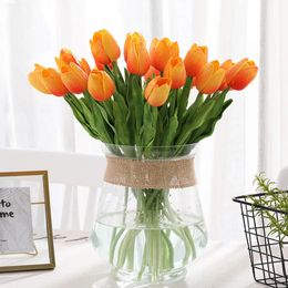 31pcs Artificial Tulips Real Touch Fake Tulips Arrangement Flower Bouquet For Home Garden Office Wedding Decoration Fake Flowers 240306