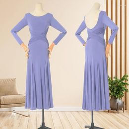 Stage Wear National Standard Spring Modern Custom Backless Plain Color Social Dance Performance Swing Practice Dress