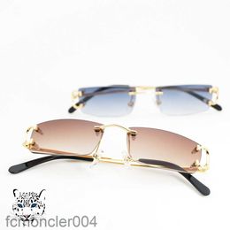 Small Size Square Rimless Sunglasses Men Women with c Decoration Wire Frame Unisex Luxury Eyewear for Summer Outdoor Travelling 35WK