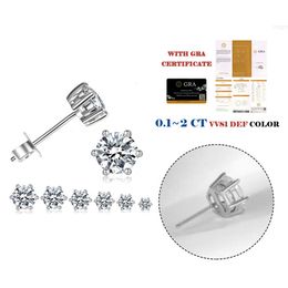 2024 Trendy Fashion Women Jewellery Luxury Classic Gold Plated 925 Sterling Silver Lab Grown Vvs Moissanite Diamond Stud Earrings