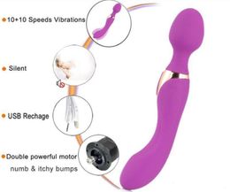 Vibrators Usb Charg10 Speeds Powerful For Women Magic Dual Motors Wand Body Massager Female Sex Toys Gspot Adult 230802411