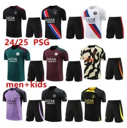 24/25 PSGes tracksuit 2024 2025 PARIS Sportswear training suit Short sleeved suit soccer Jerseys kit uniform chandal adult sweatshirt Sweater sets men kids