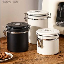 Food Jars Canisters Stainless Steel Coffee Sealed Can Grain Storage Tank with Exhaust Valve Home Fresh-keeping Food Storage Jar Kitchen Organisers L240308