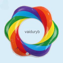 Bath Toys 1 Rainbow PVC Swimming Ring Adult Old Thick Inflatable Water Supply Lifejacket H240308