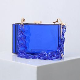 Women Royal Blue Bag Fashion Jelly Clutch Purses and Handbags Luxury Designer Candy Colour Acrylic Mini Crossbody Shoulder 240301