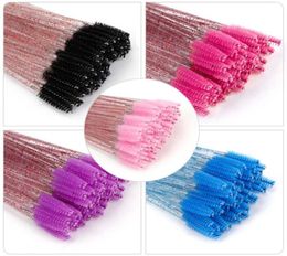 50pcs Disposable Eyelash Brushes Mascara Wands Cosmetic Comb Brush Diamond Handle Eye Shadow Sponge Make Up Applicators Tools2160575