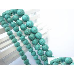 Stone 4Mm 6Mm 8Mm 10Mm 16Mm 18Mm Blue Turquoise Round Stone Beads For Bracelet Necklace Diy Jewelry Making Drop Delivery Jewelry Loos Dhxzk