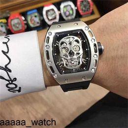 Luxury RicharMill Skull Barrel Watches Rm052 Mechanical Mens Hollow Calendar Auto Sports Square N1v3 Swiss ZF Factory